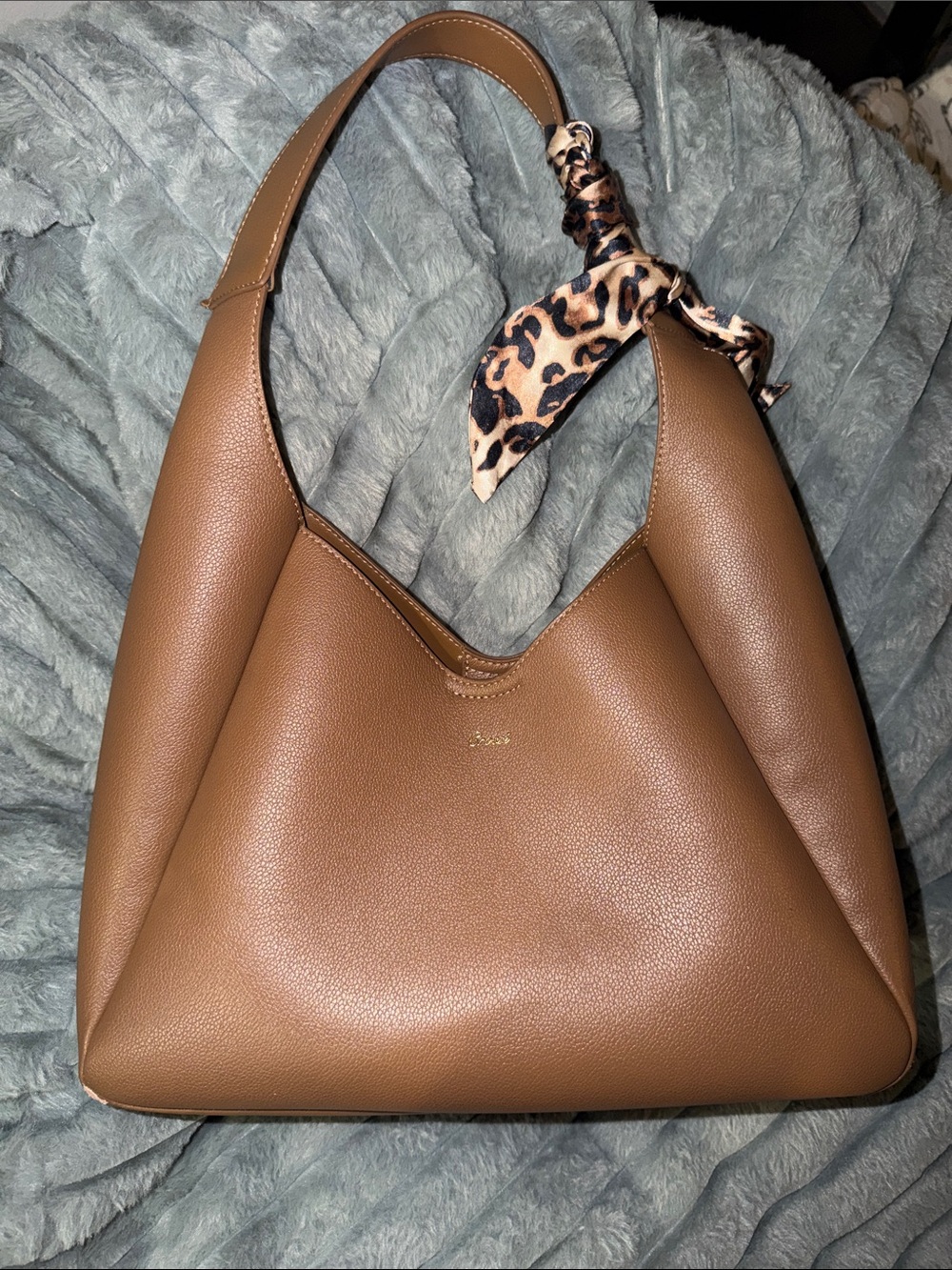 Leather Hobo Shoulder Bag in Brown